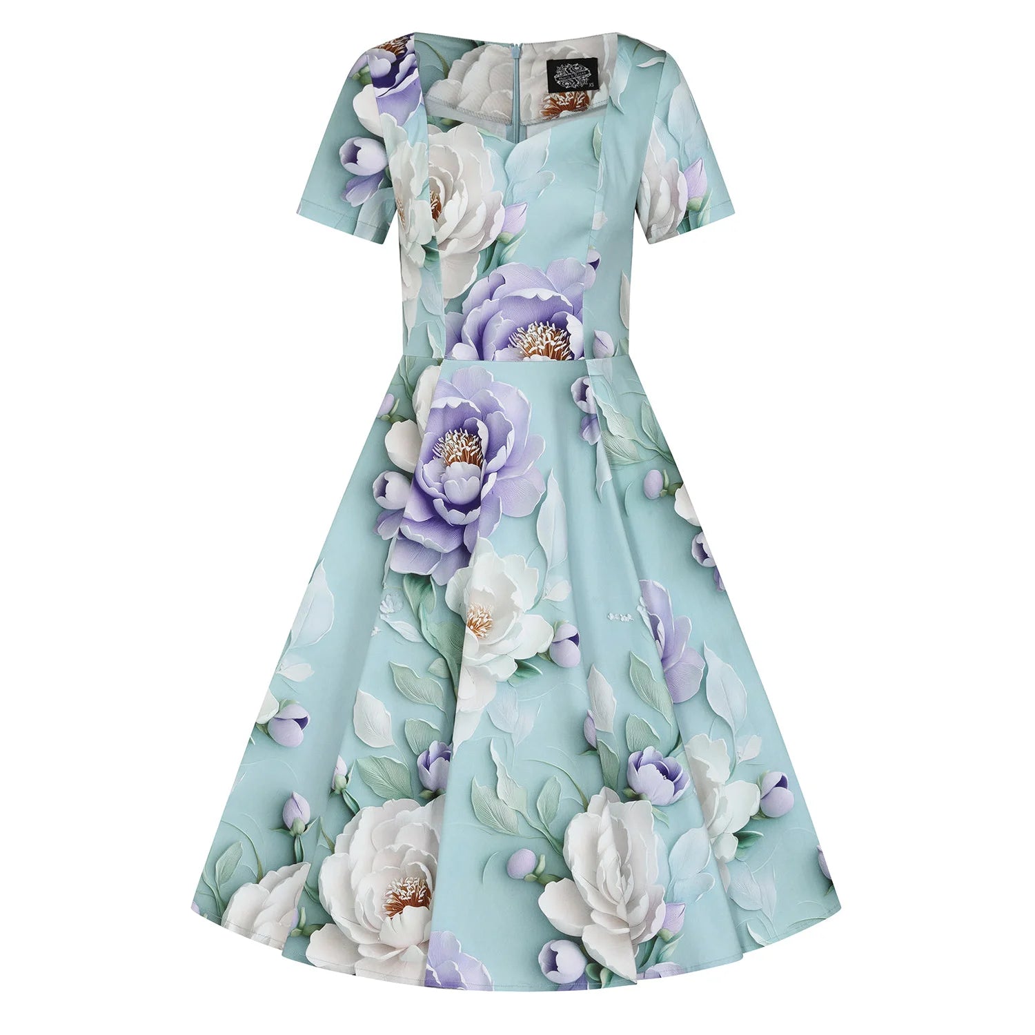 Mint Green Floral Sleeveless Short Sleeve Swing Dress