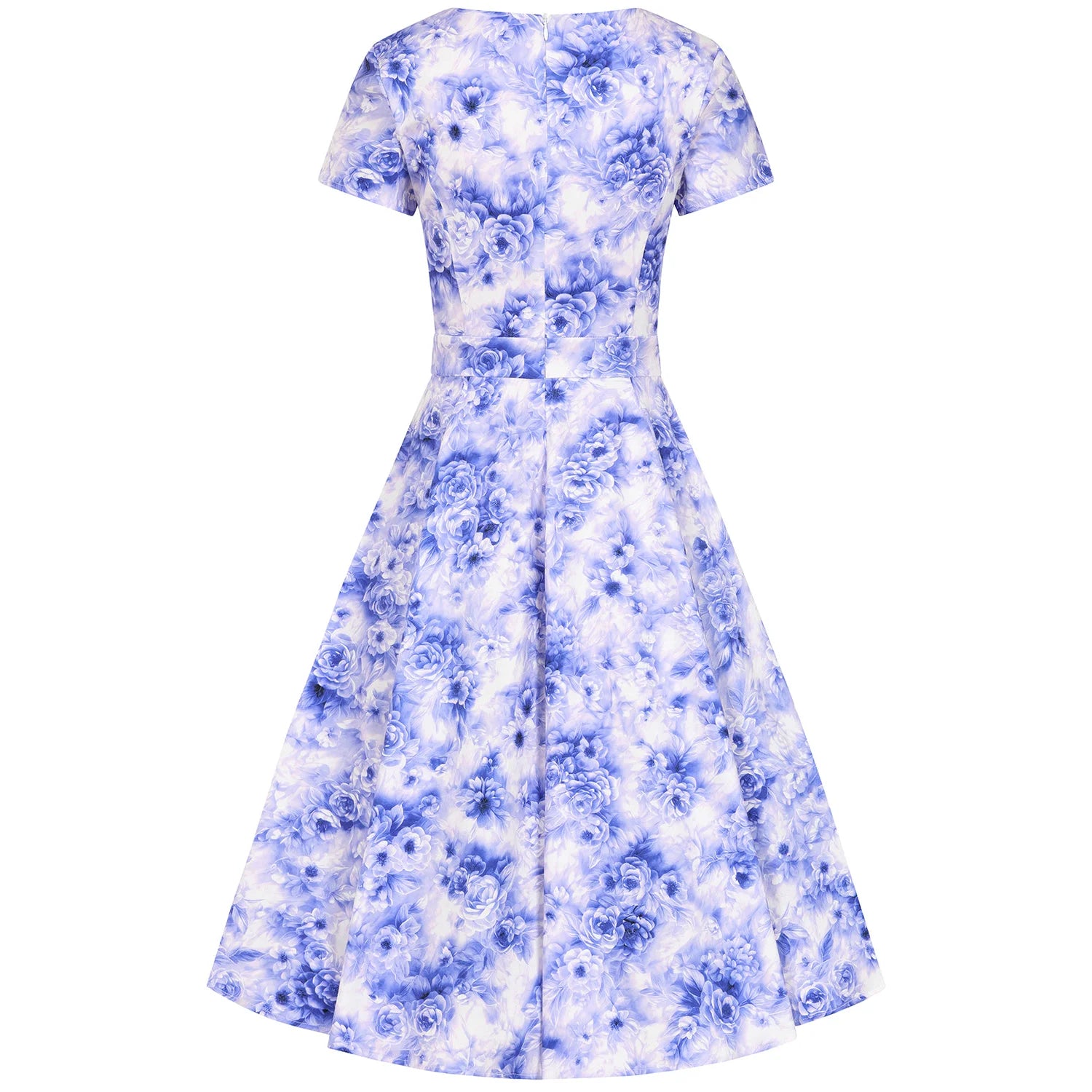 Violet Floral 50s V Neck Swing Tea Dress - Pretty Kitty Fashion