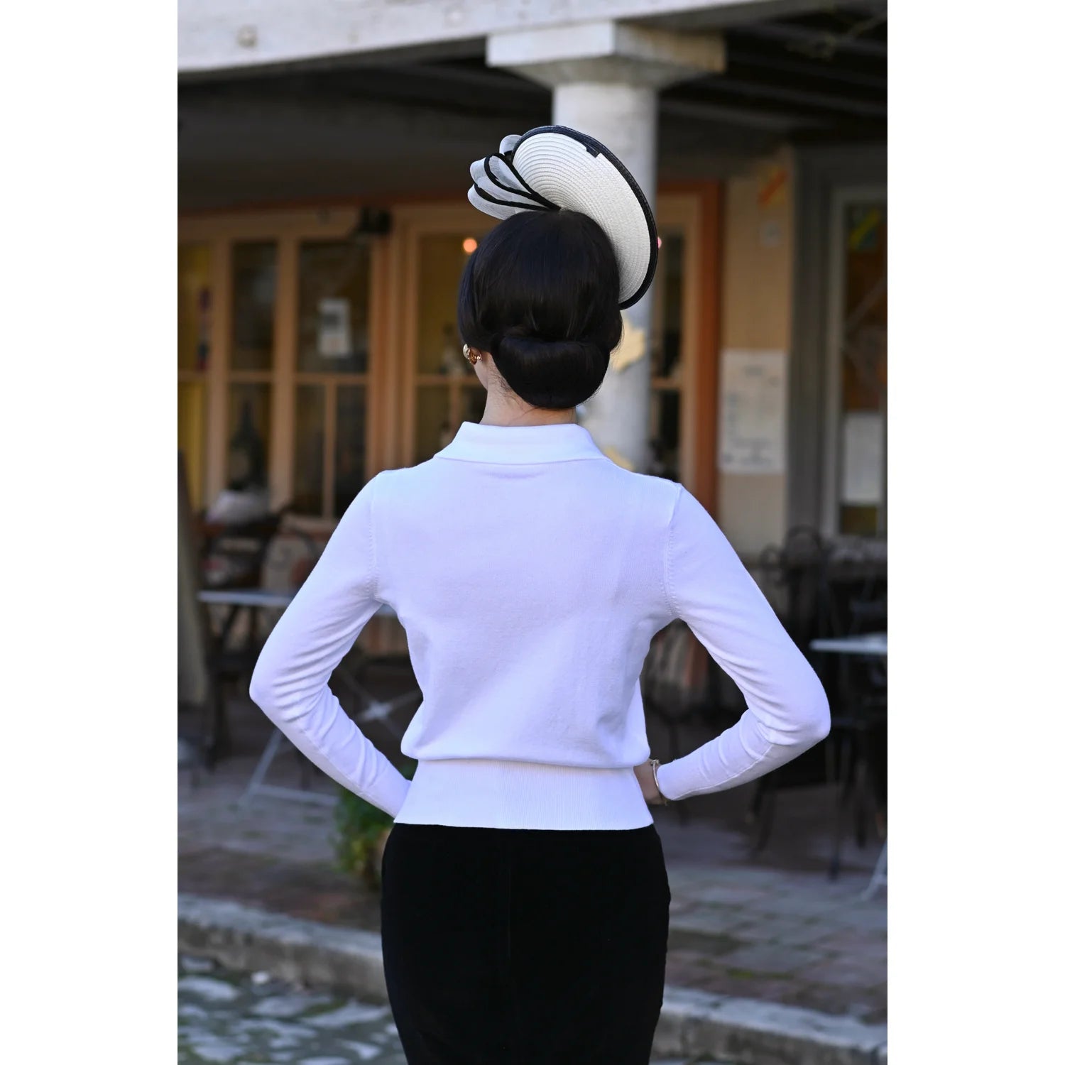 Vintage Long Sleeve Ivory Bow Cardigan