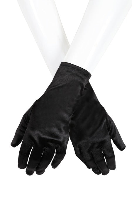 Black Satin Gloves – Vintage Style Wrist Length Evening Gloves