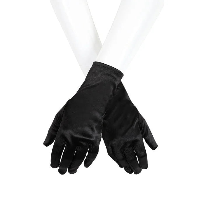Black Satin Gloves – Vintage Style Wrist Length Evening Gloves