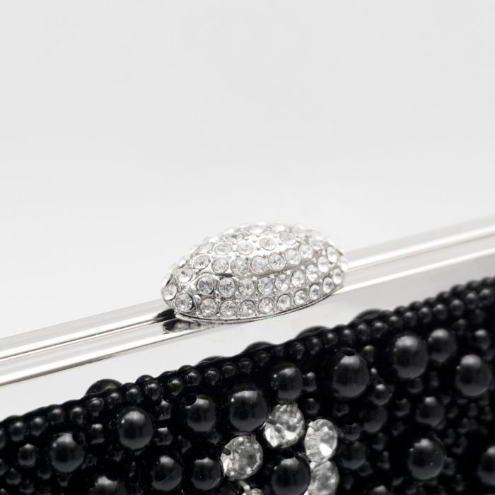 Black Crystals And Beads Handbag