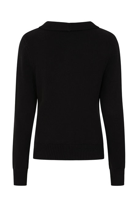 Black Vintage Knot Tie Bow Heavy Yarn Knitted Cardigan