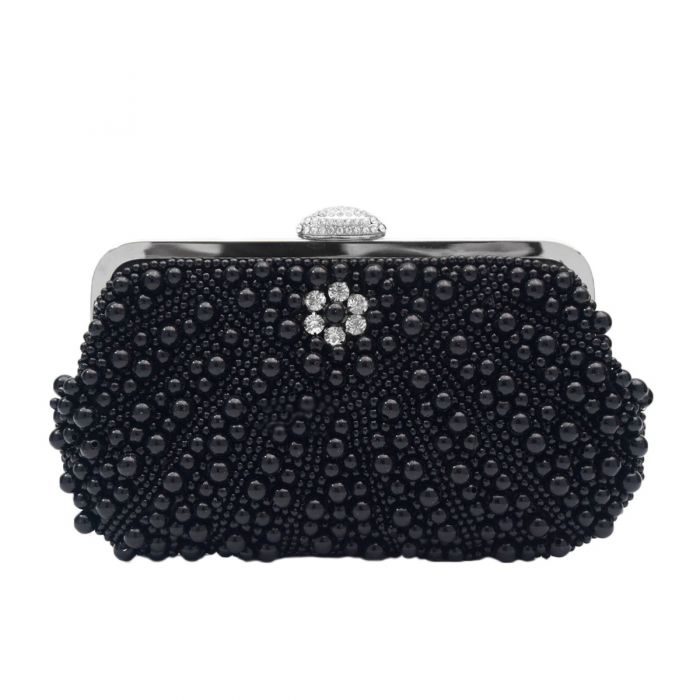 Black Crystals And Beads Handbag