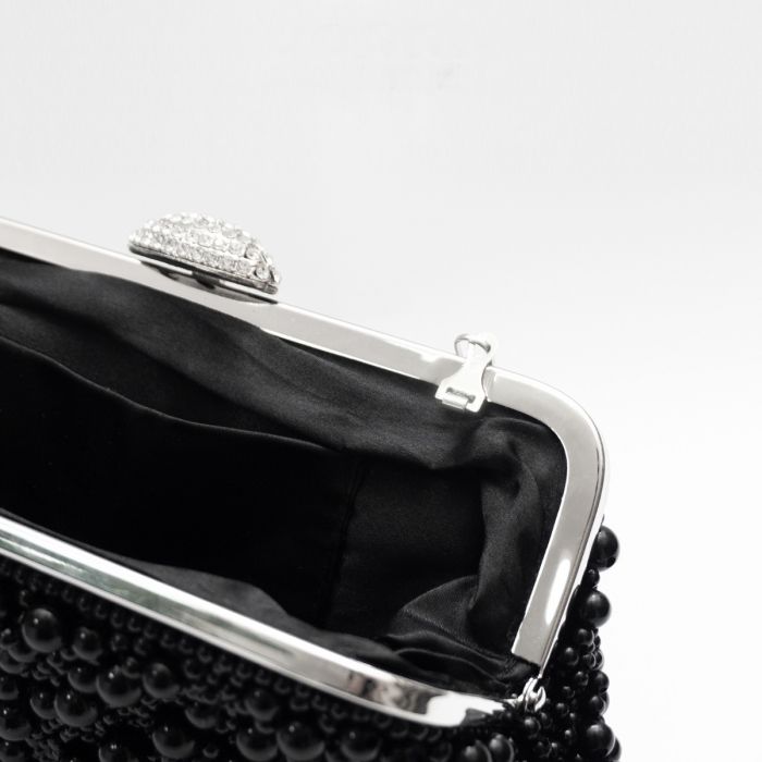 Black Crystals And Beads Handbag