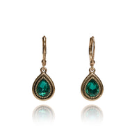 Mini Emerald Teardrop Earrings: Antique Dangle Earrings - Pretty Kitty Fashion