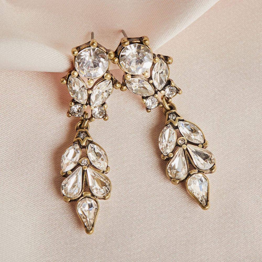 Antique Vintage Earrings: Diamante Drop Earrings - Pretty Kitty Fashion