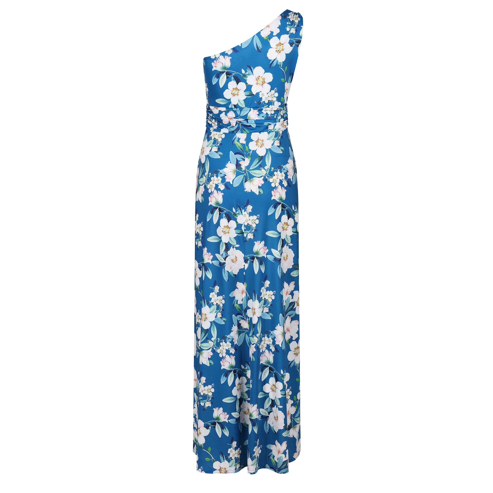 Off Shoulder Teal Blue Floral Maxi Dress