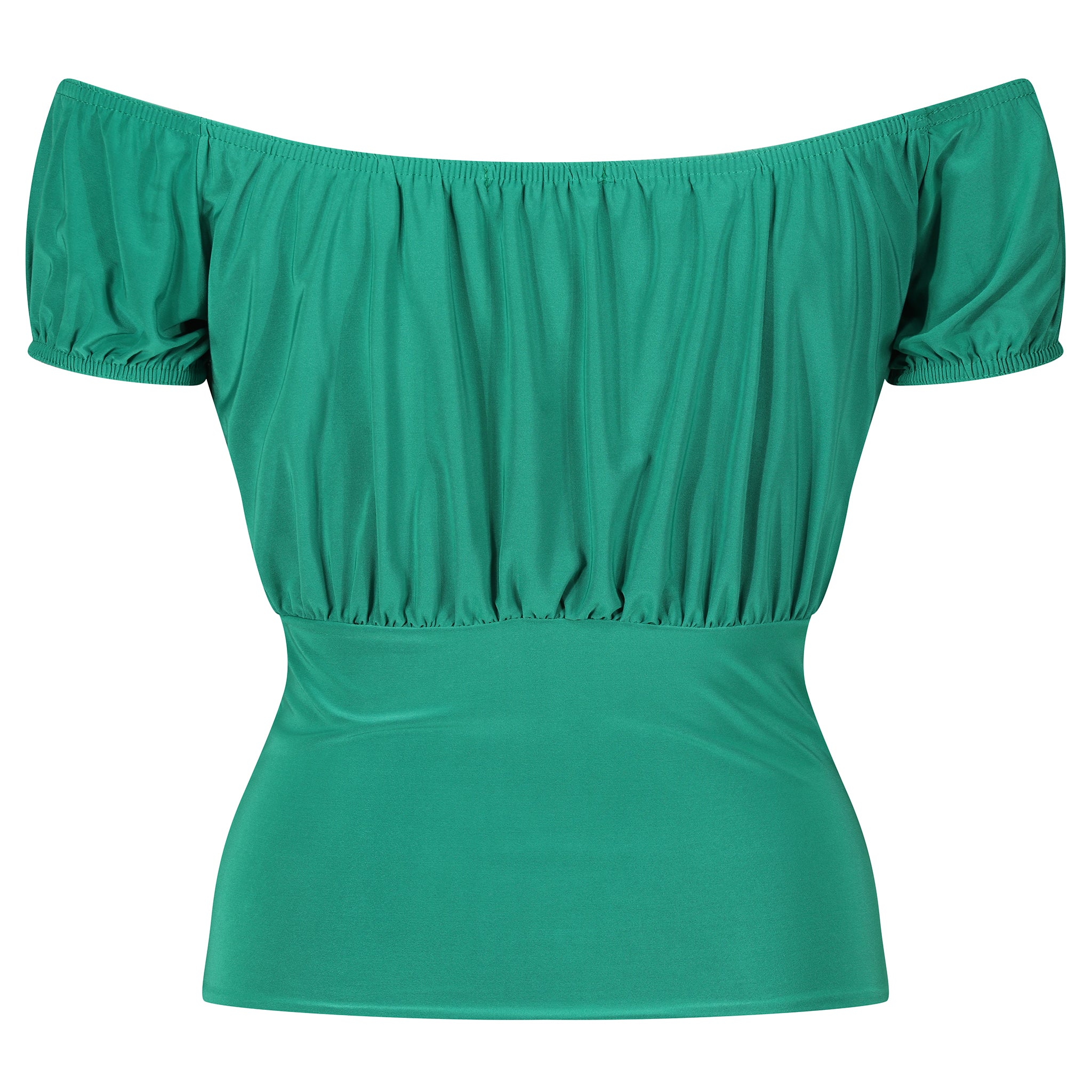 Emerald Green Stretch Off the Shoulder Ruched Top