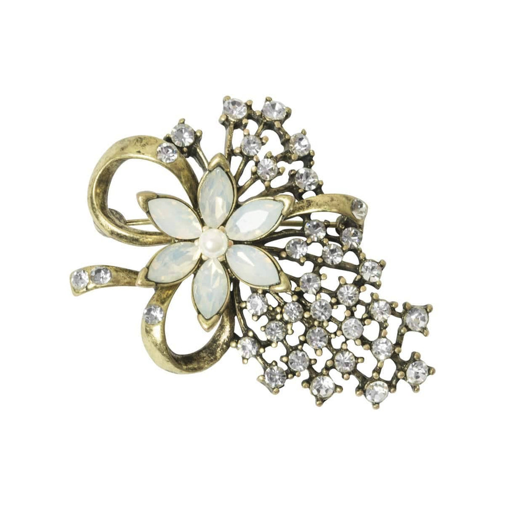 Miriam Haskell Flower Diamante Brooch