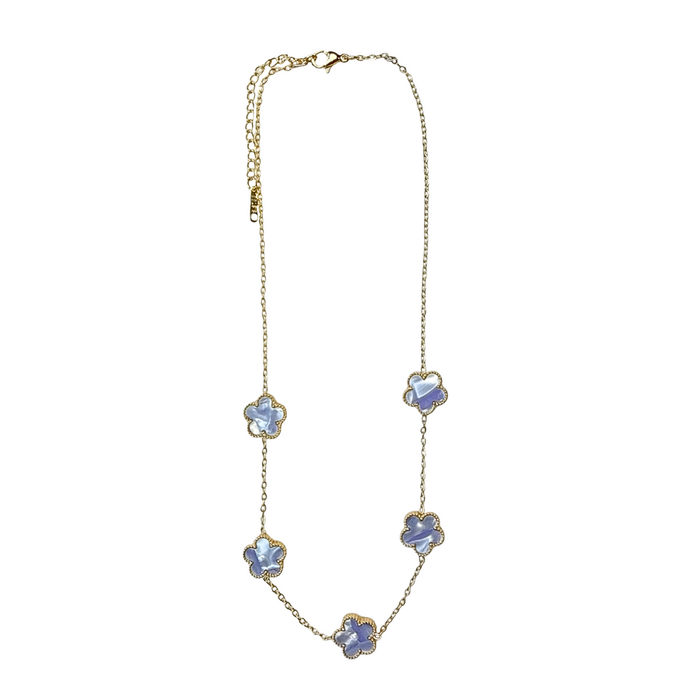 Elegant Lilac Flower Gold Tone Necklace