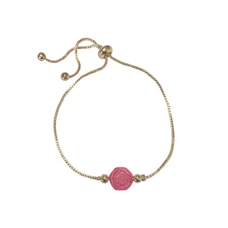 Gold-Tone Pink Jewel Adjustable Bracelet