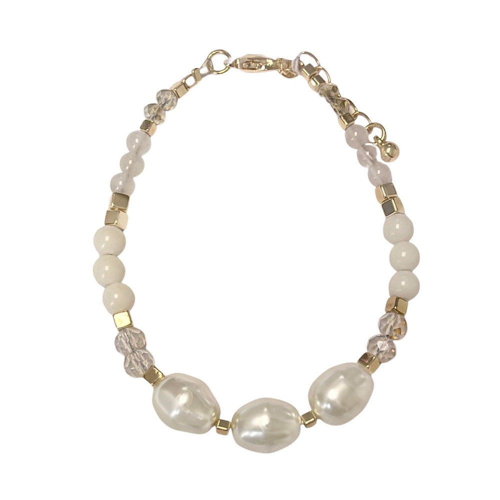 Gold-Tone Crystal & Natural Seed Pearl Bracelet