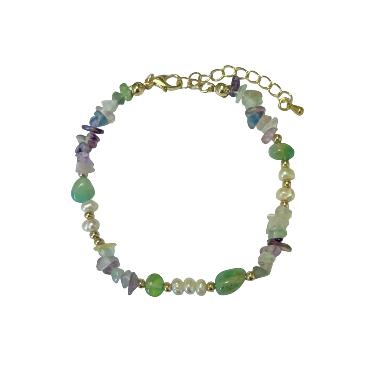 Semi-Precious Stone & Seed-Pearl Bracelet