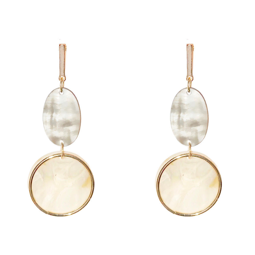 Contemporary Shell and Gold Earrings