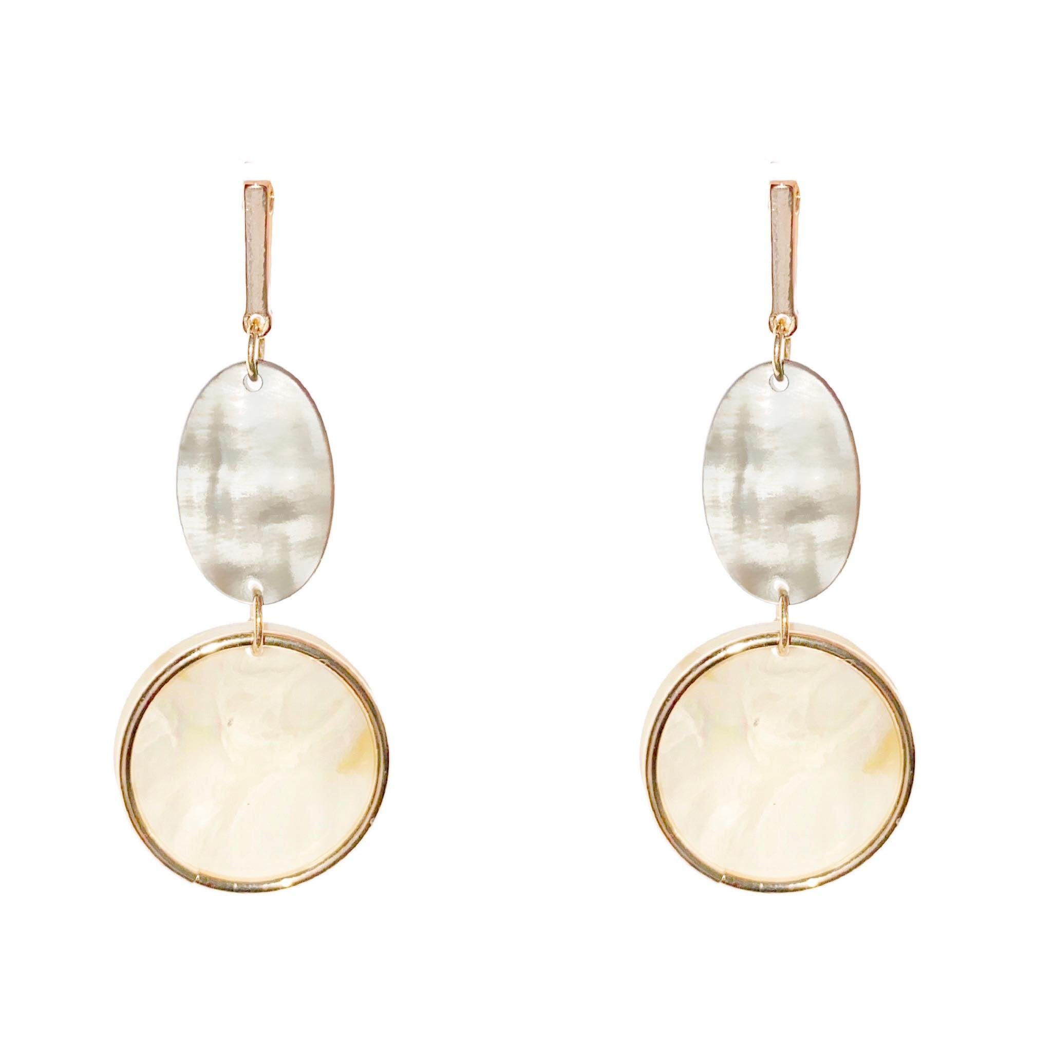 Contemporary Shell and Gold Earrings