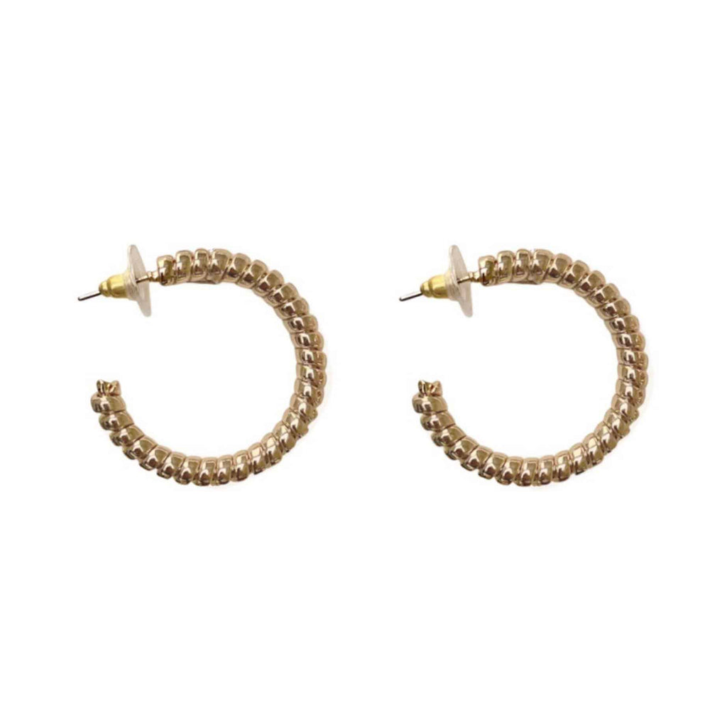 Gold-Tone Textured Hoop Earrings