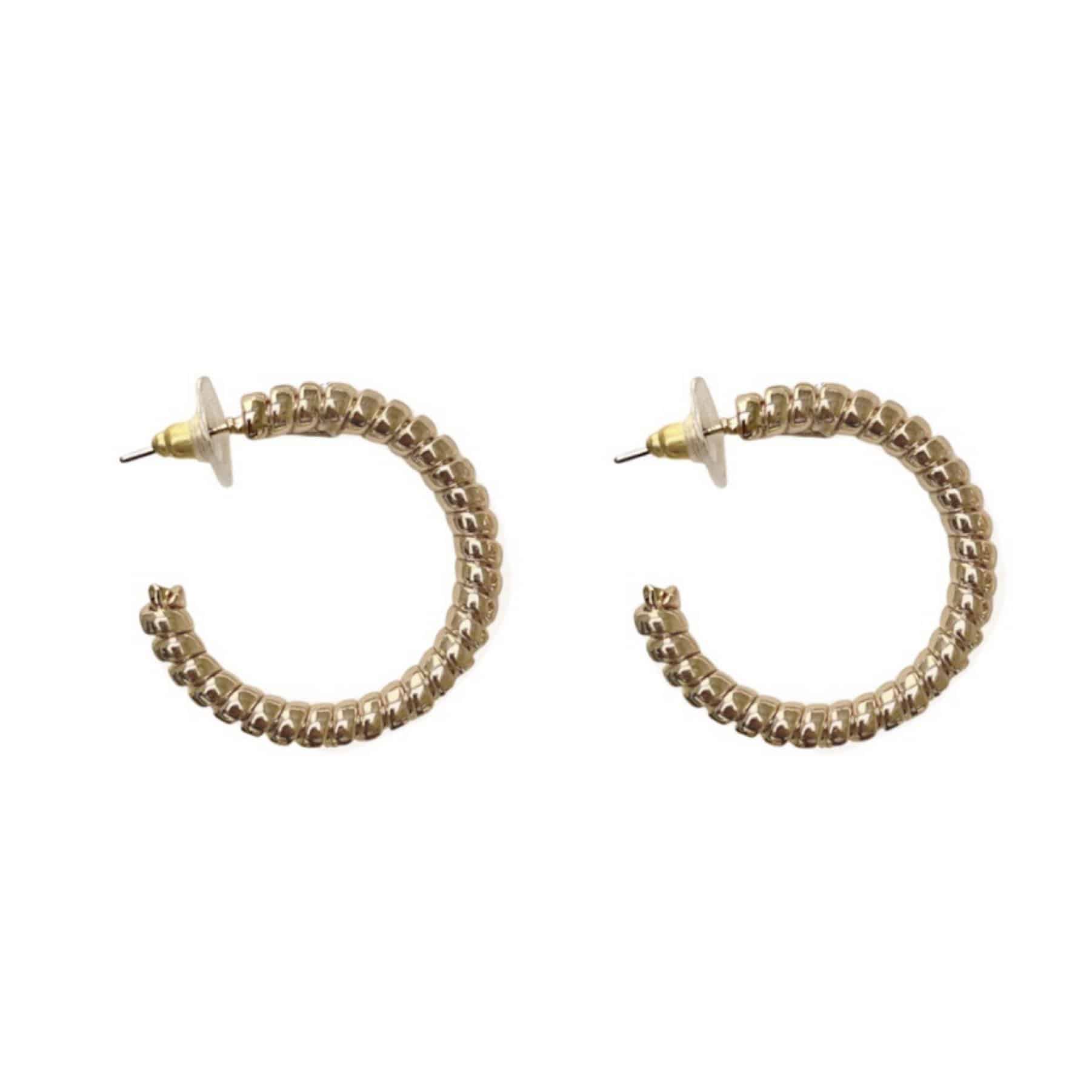 Gold-Tone Textured Hoop Earrings