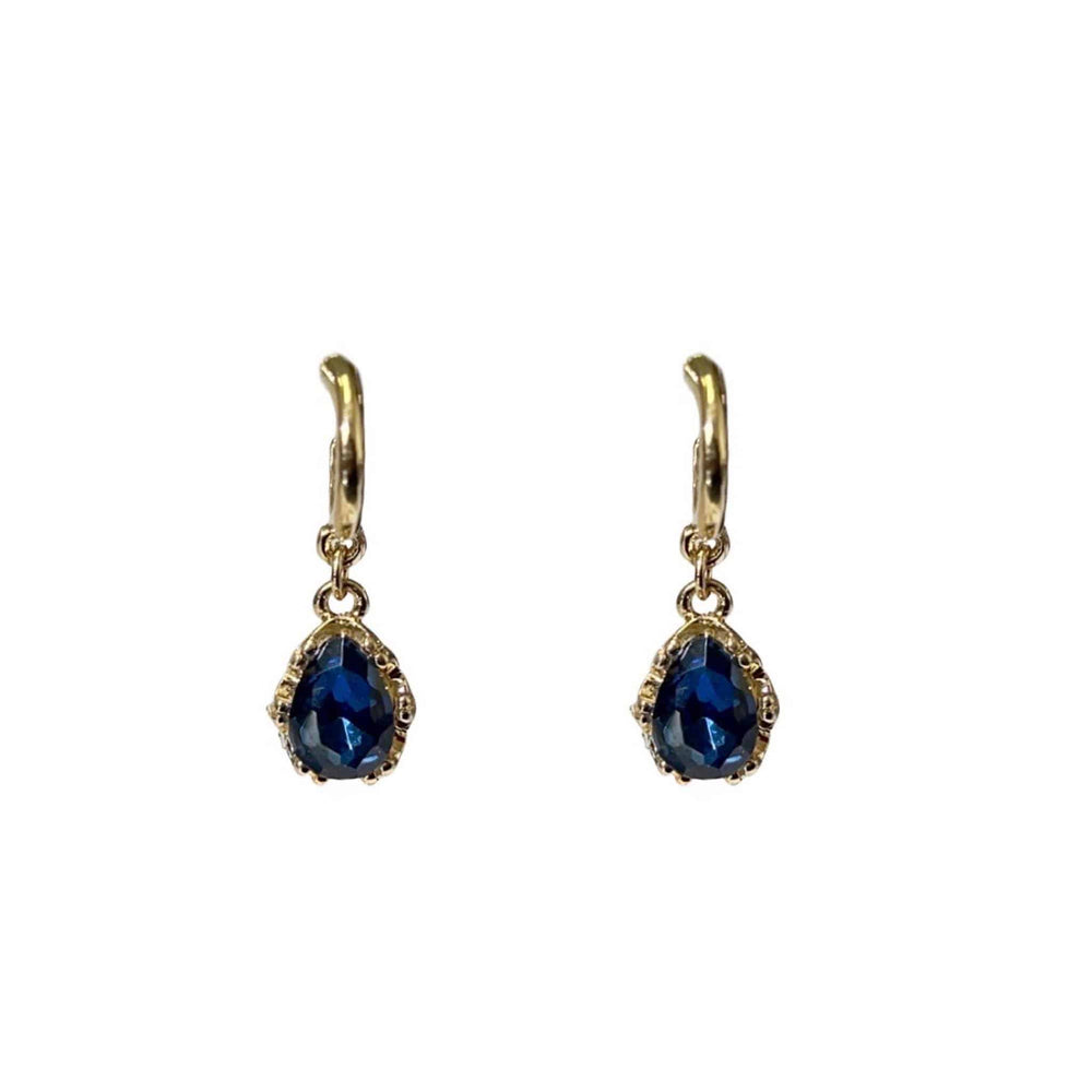 Blue Crystal Vintage Look Gold Earrings
