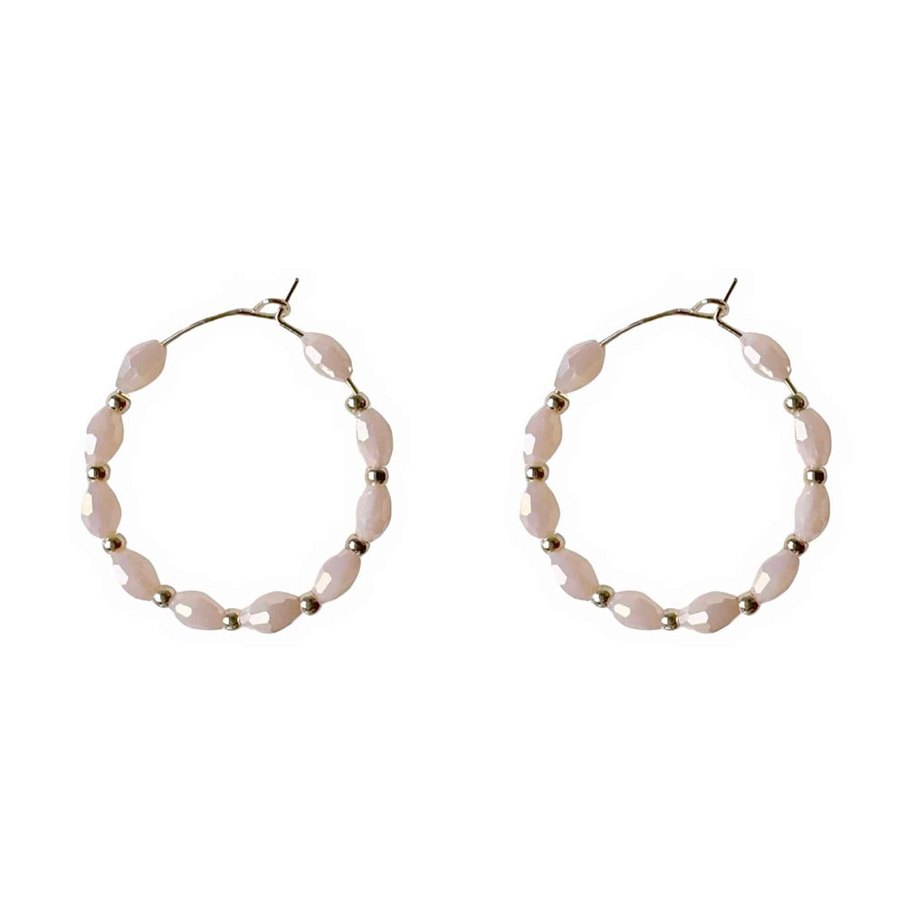 Gold-Tone and Blush Stone Hoop Earrings