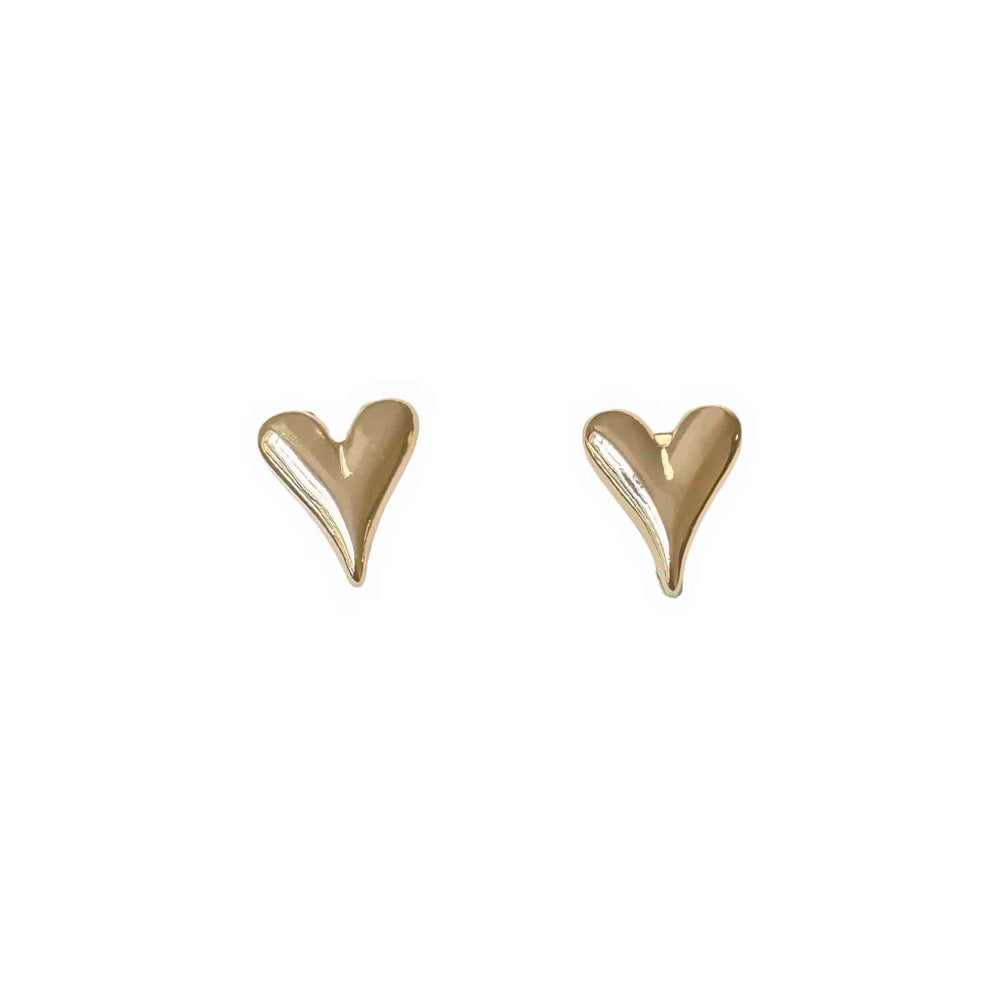 Sweet Heart Gold-Tone Stud Earrings – Dainty Heart Jewellery