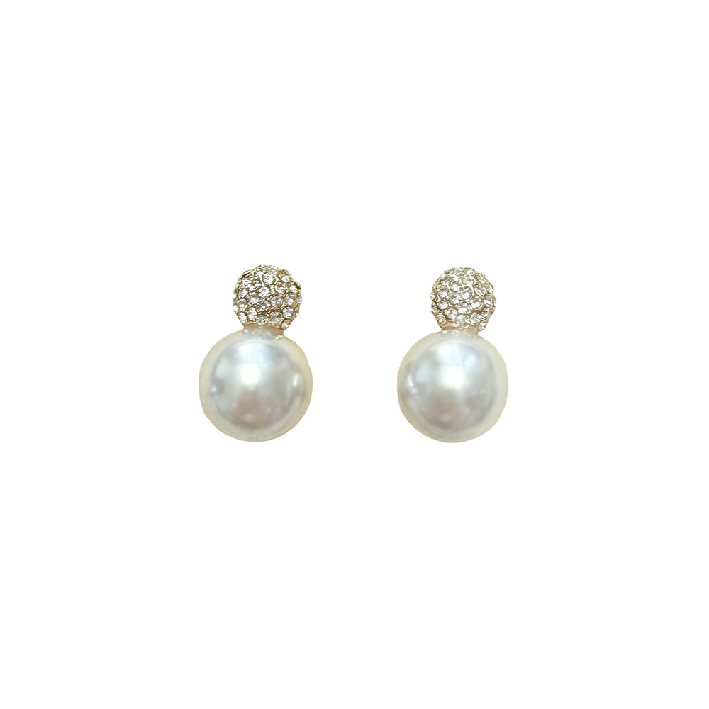 Classic pearl gold tone earrings