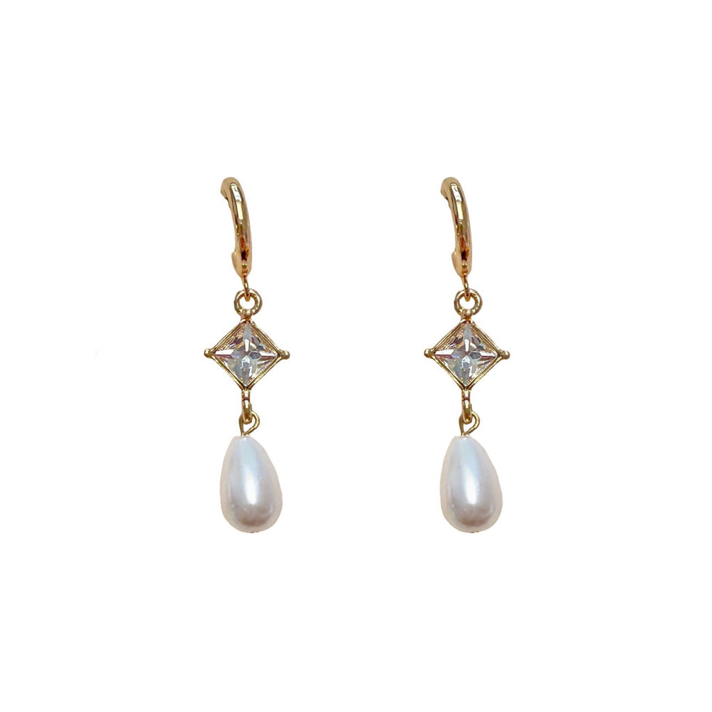 Gold-Tone and Pearl Drop Earrings