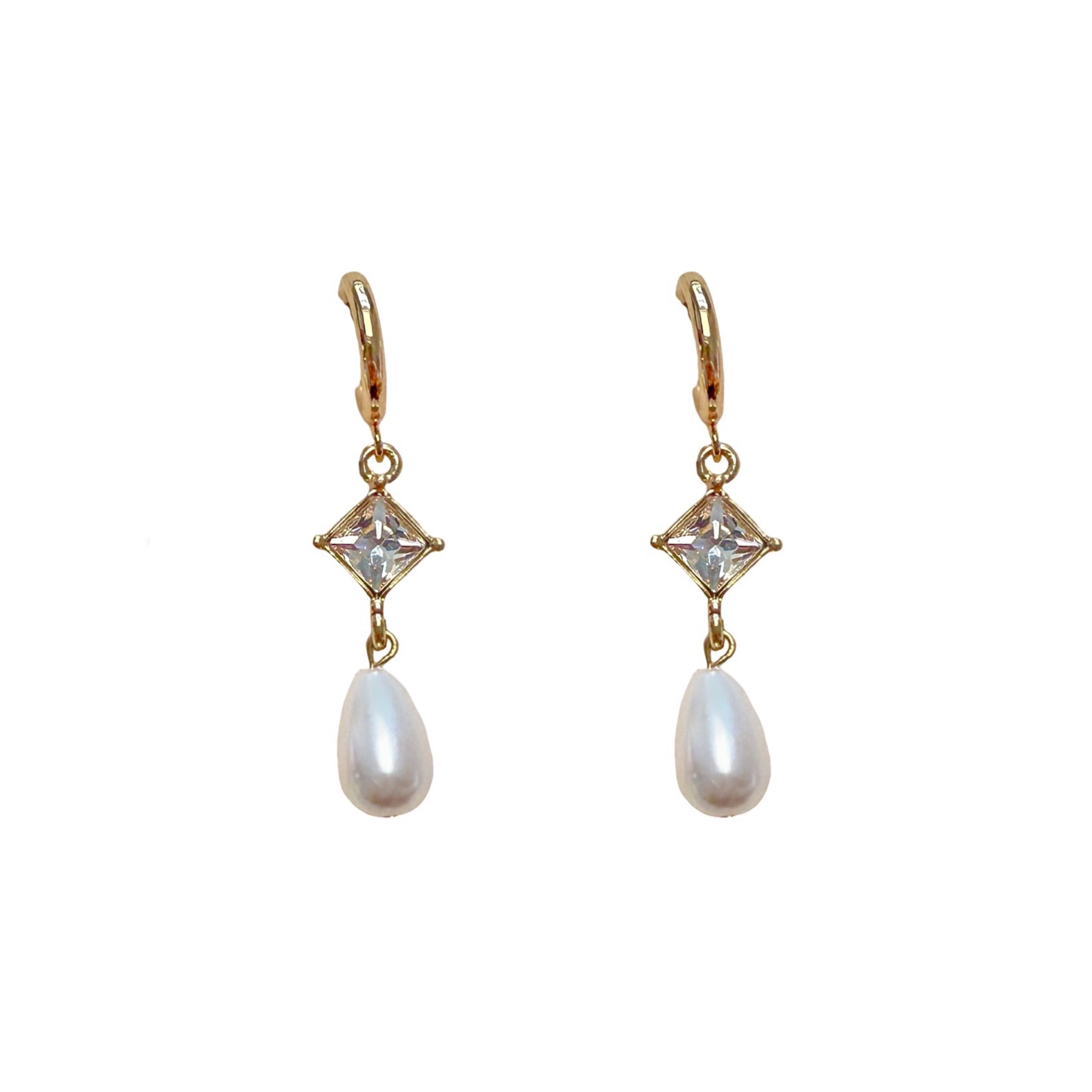 Gold-Tone and Pearl Drop Earrings
