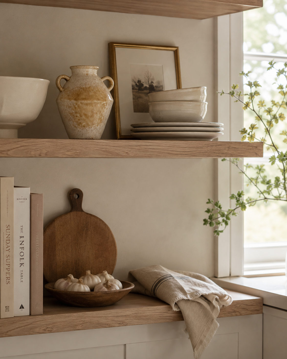 Aged Cream Two-Handle Ceramic Vase
