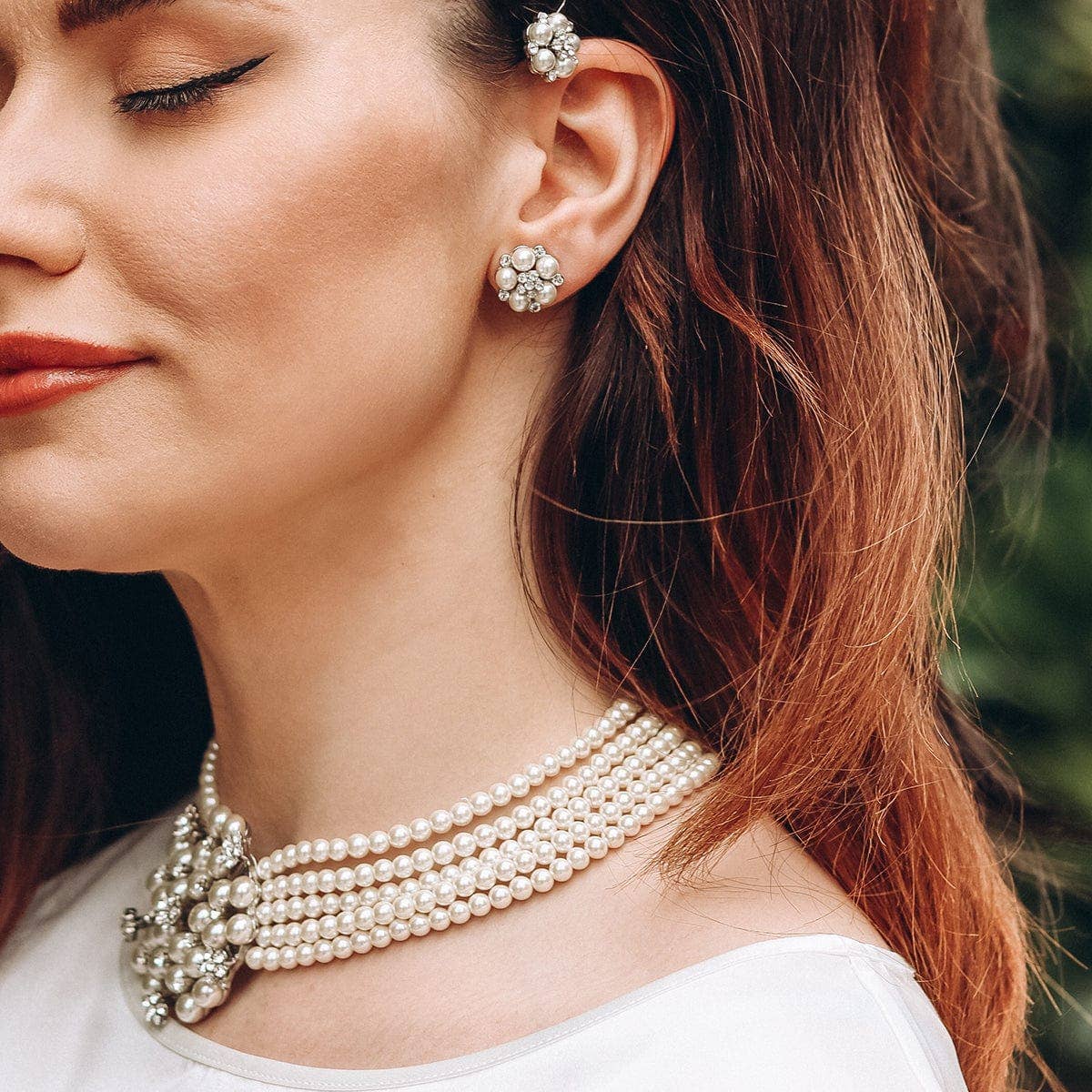 Audrey Hepburn Vintage Style Bridal Pearl Studs Earrings - Pretty Kitty Fashion