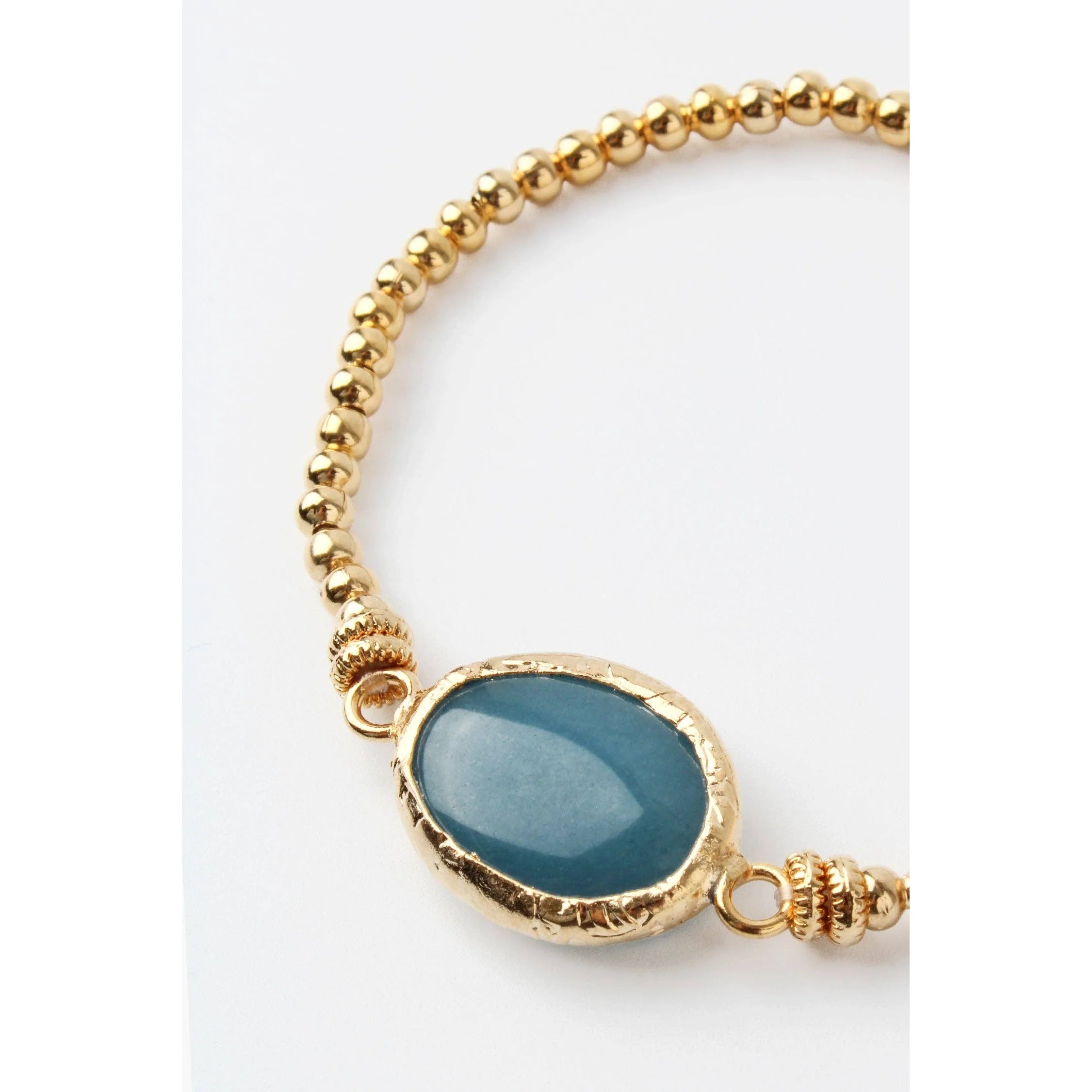 Blue Gemstone Gold Stretch Bracelet