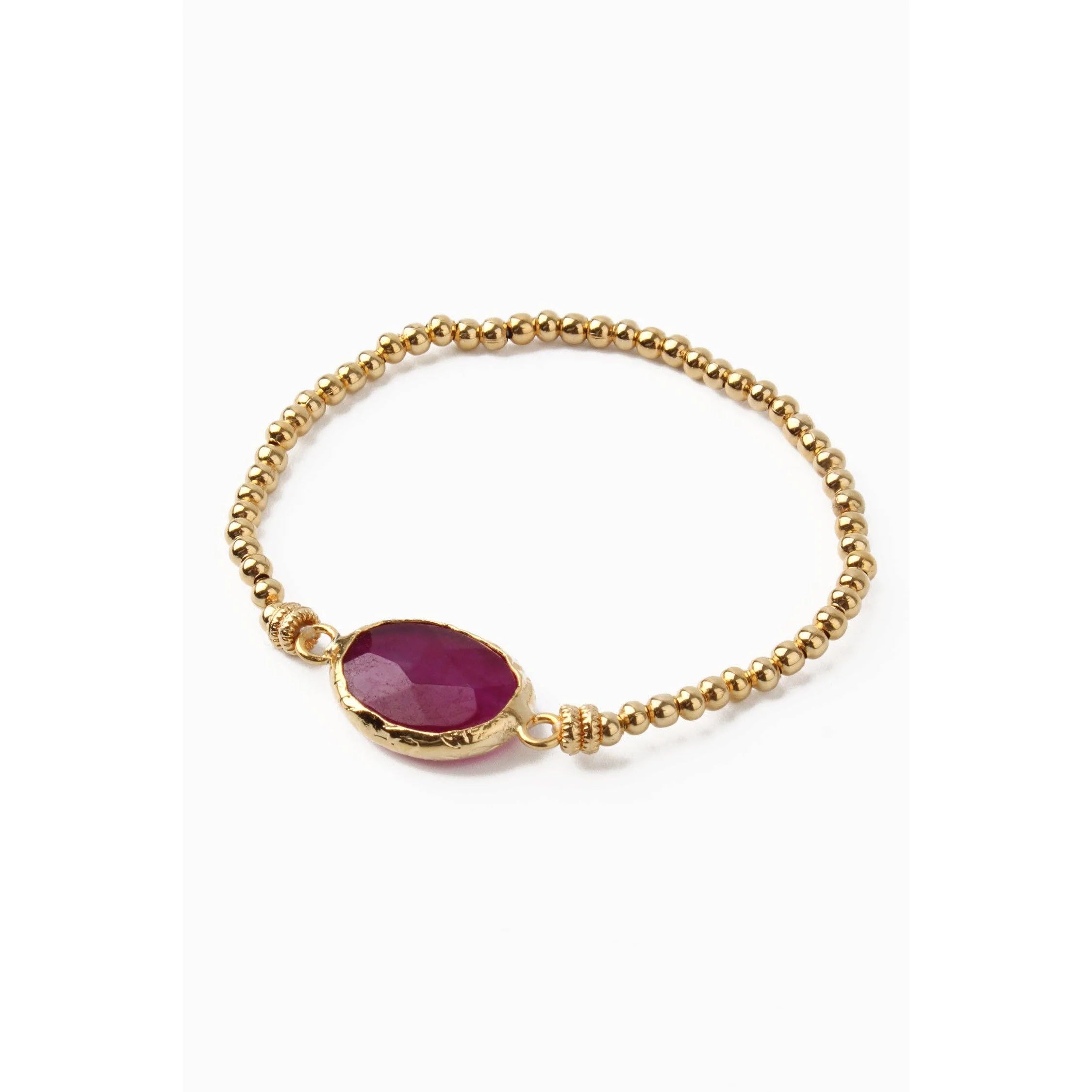 Amethyst Gemstone Gold Stretch Bracelet