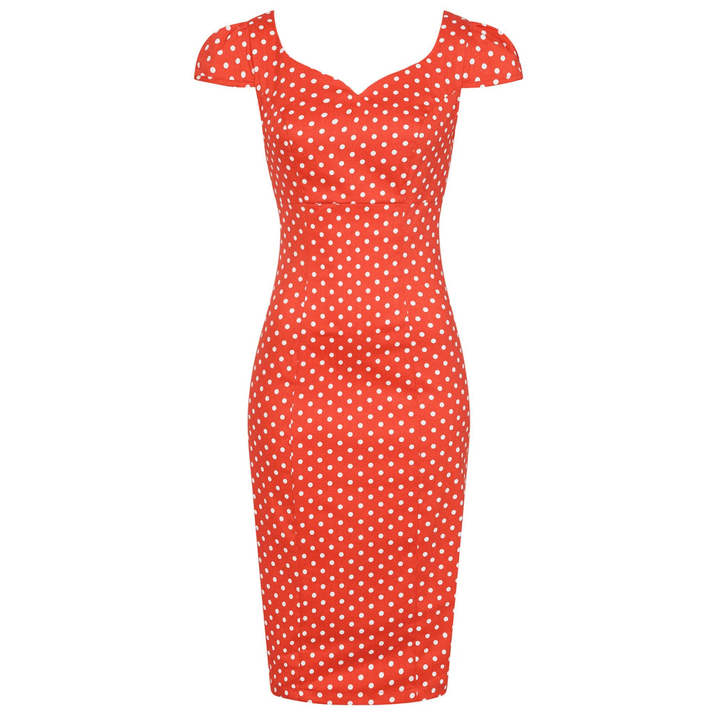 Red And White Polka Dot Classic 40s Vintage Wiggle Dress