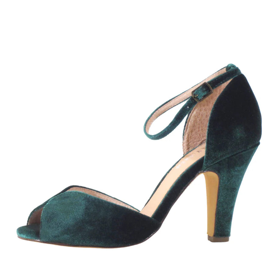 Chelsea Crew Green Velvet Strap High Heels