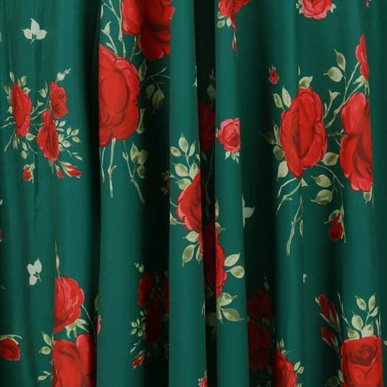 Green Floral Print Slinky Summer Maxi Dress