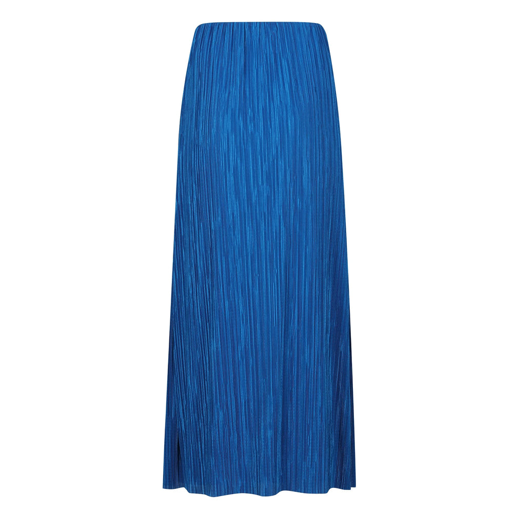 Royal Blue Pleated Midi Skirt With Elasticated Waist