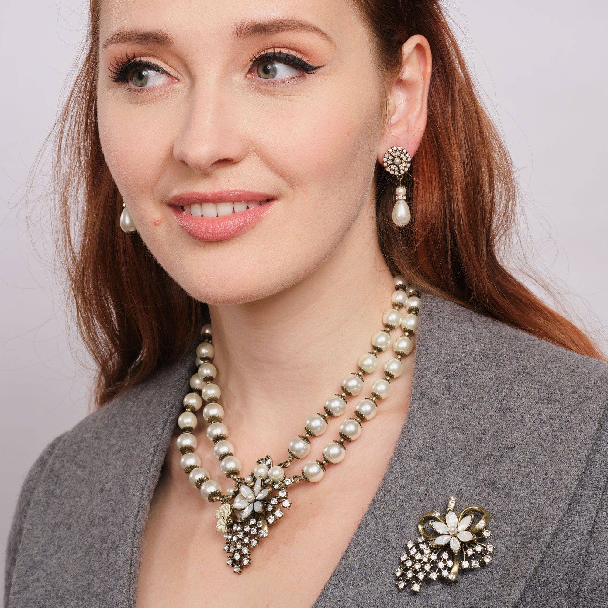 Miriam Haskell Flower Diamante Brooch