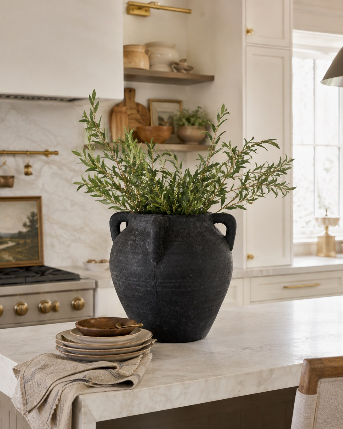 Aged Black Terracotta Vase