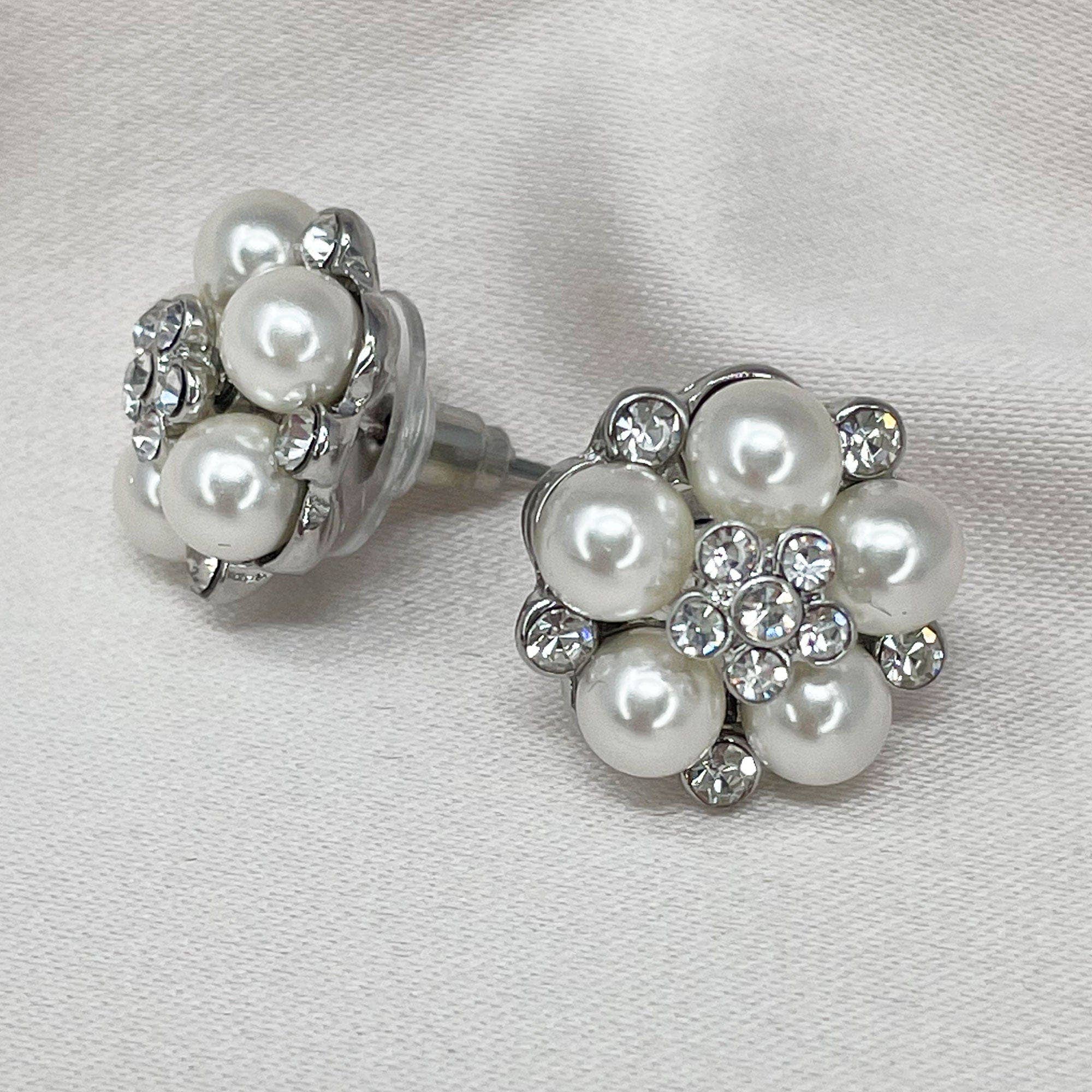 Audrey Hepburn Vintage Style Bridal Pearl Studs Earrings - Pretty Kitty Fashion