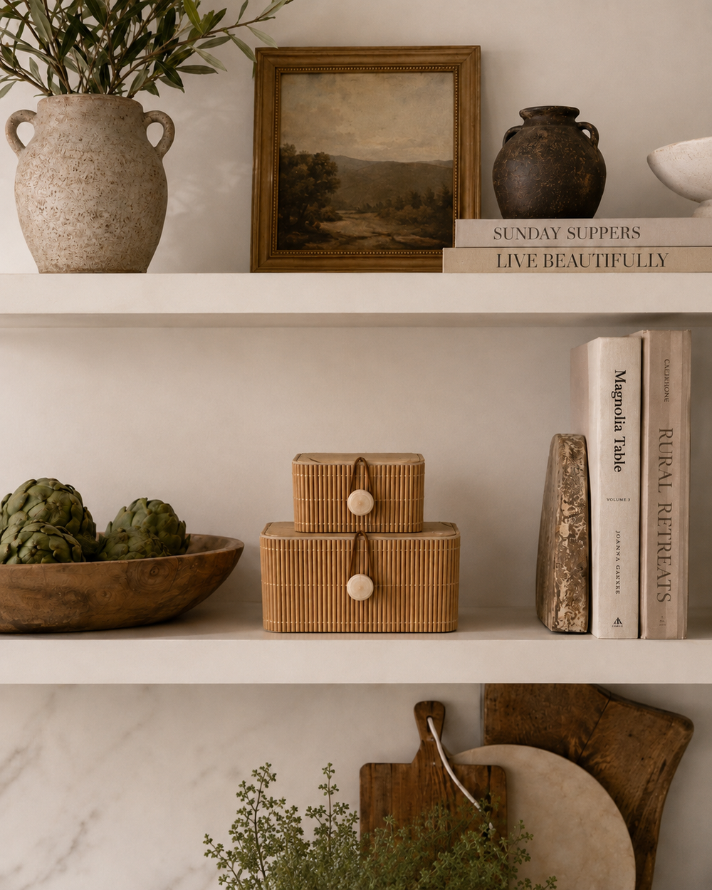 Set of Two Bamboo Storage Boxes