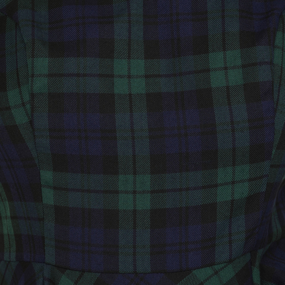 Green and Blue Woven Tartan Check Rockabilly Burns 50s Swing Dress