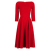 Red 3/4 Sleeve Boat Neck Audrey Hepburn Style 50s Swing Dress