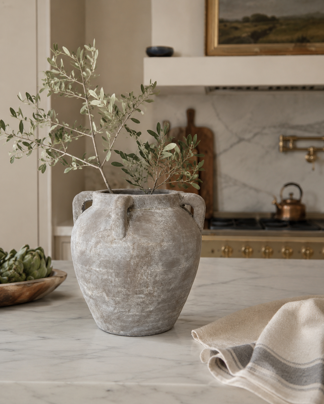 Four Handle Stone Vase