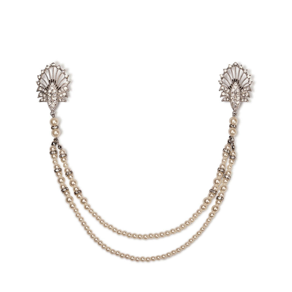 Art Deco Pearl chain Vintage Bridal Hair Accessory - Pretty Kitty Fashion