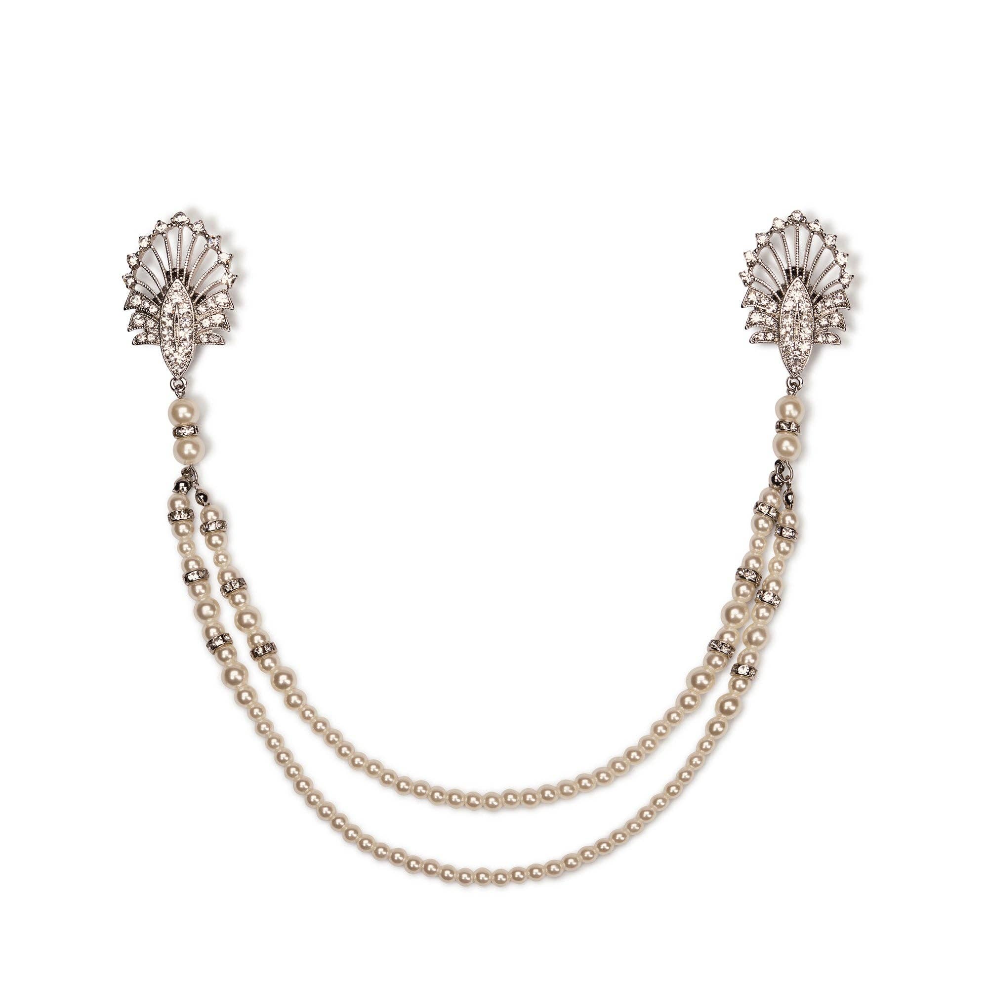 Art Deco Pearl chain Vintage Bridal Hair Accessory - Pretty Kitty Fashion