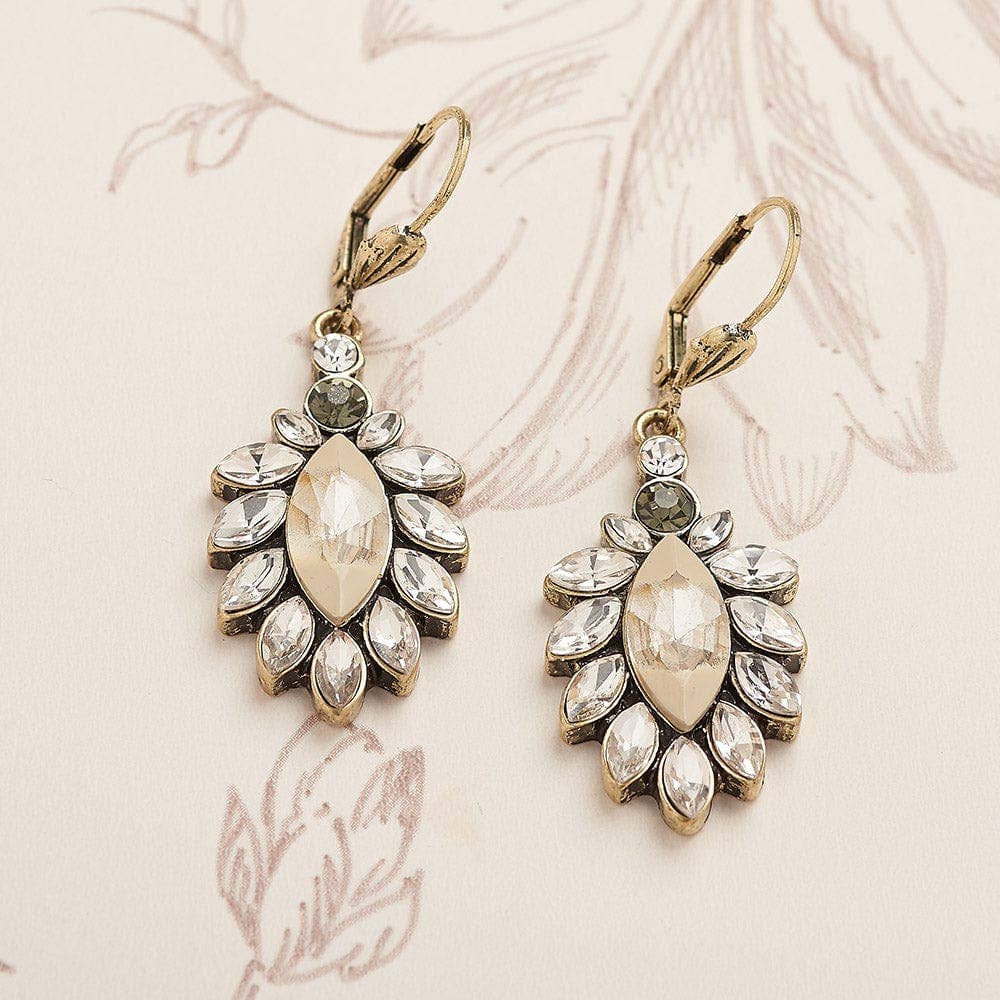 Vintage 1950's Diamante & Opal Stone Drop Earrings - Pretty Kitty Fashion