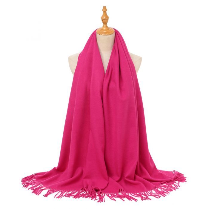 Fuschia Fringe Edged Pashmina Shawl