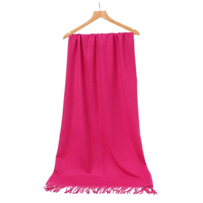 Fuschia Fringe Edged Pashmina Shawl
