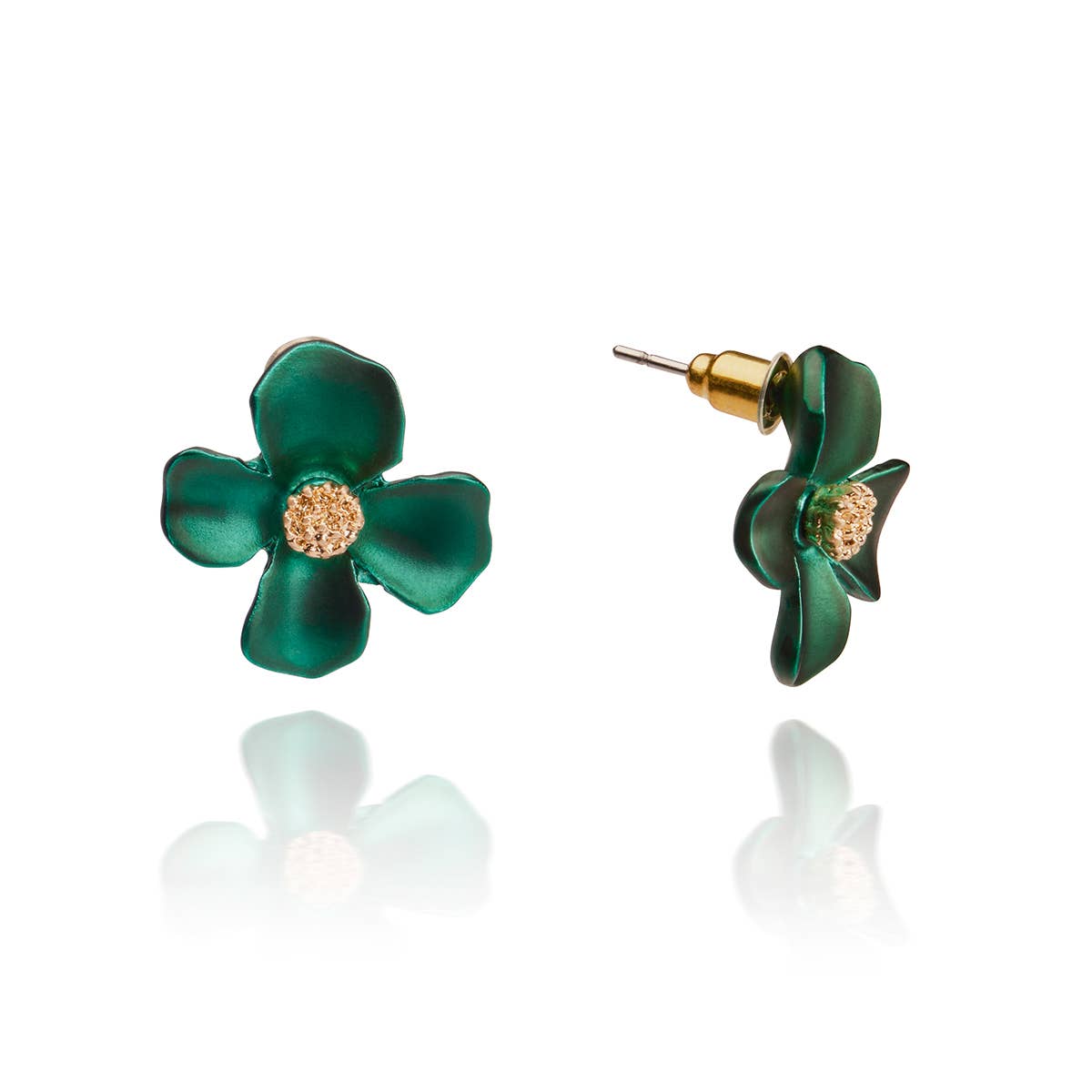 1950s Forest Green Flower Lucite Style Earrings