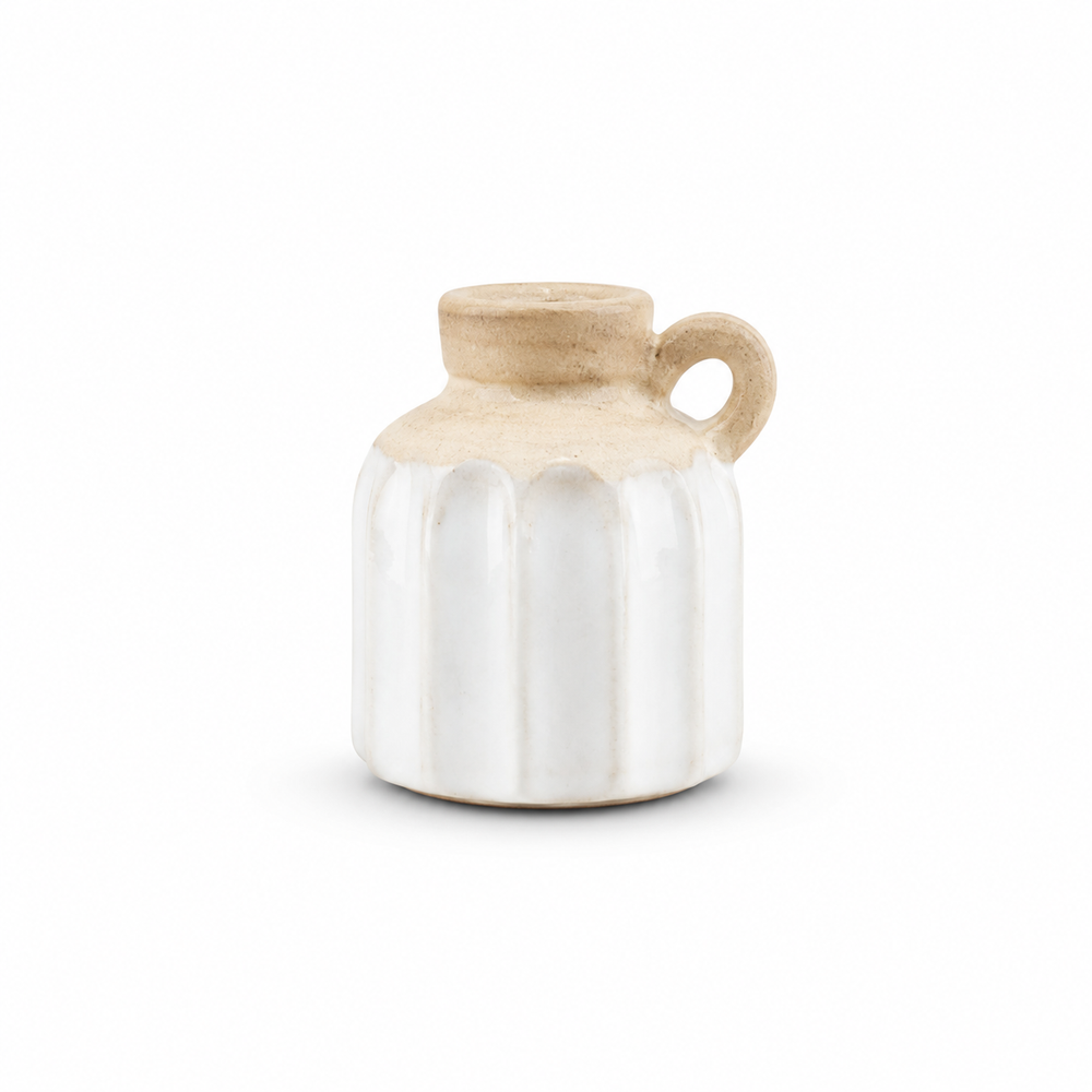 Vintage Style Ribbed Ceramic Pitcher